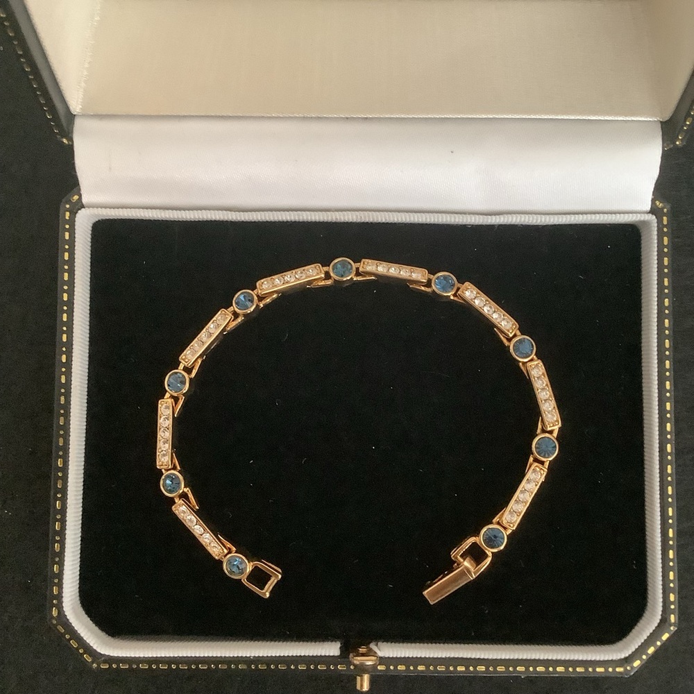 Premier designs sapphire blue crystal tennis bracelet.
